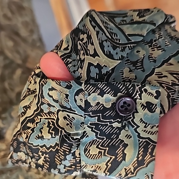 Lady Arrow Women's Wear Vintage Paisley Button Down Long Sleeve Blouse - Picture 6 of 8